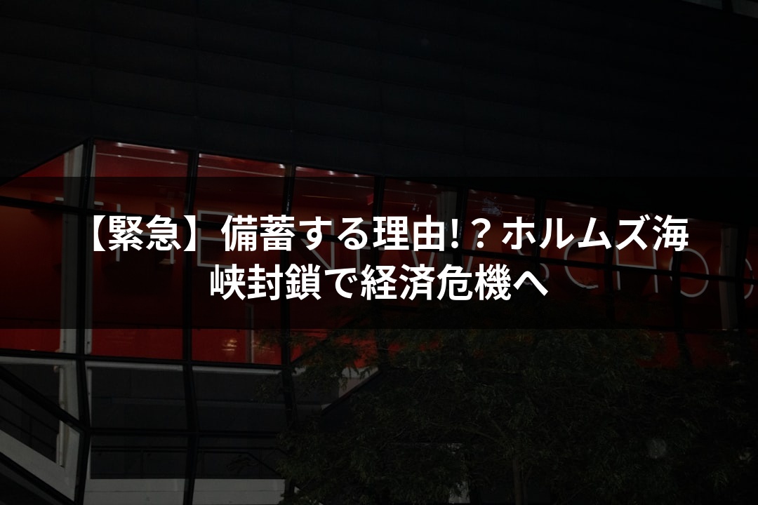 【緊急】備蓄する理由!？ホルムズ海峡封鎖で経済危機へ