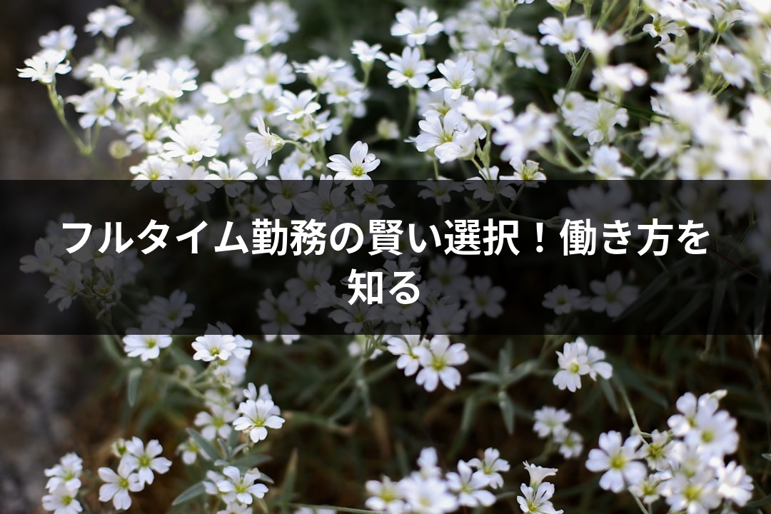 フルタイム勤務の賢い選択！働き方を知る